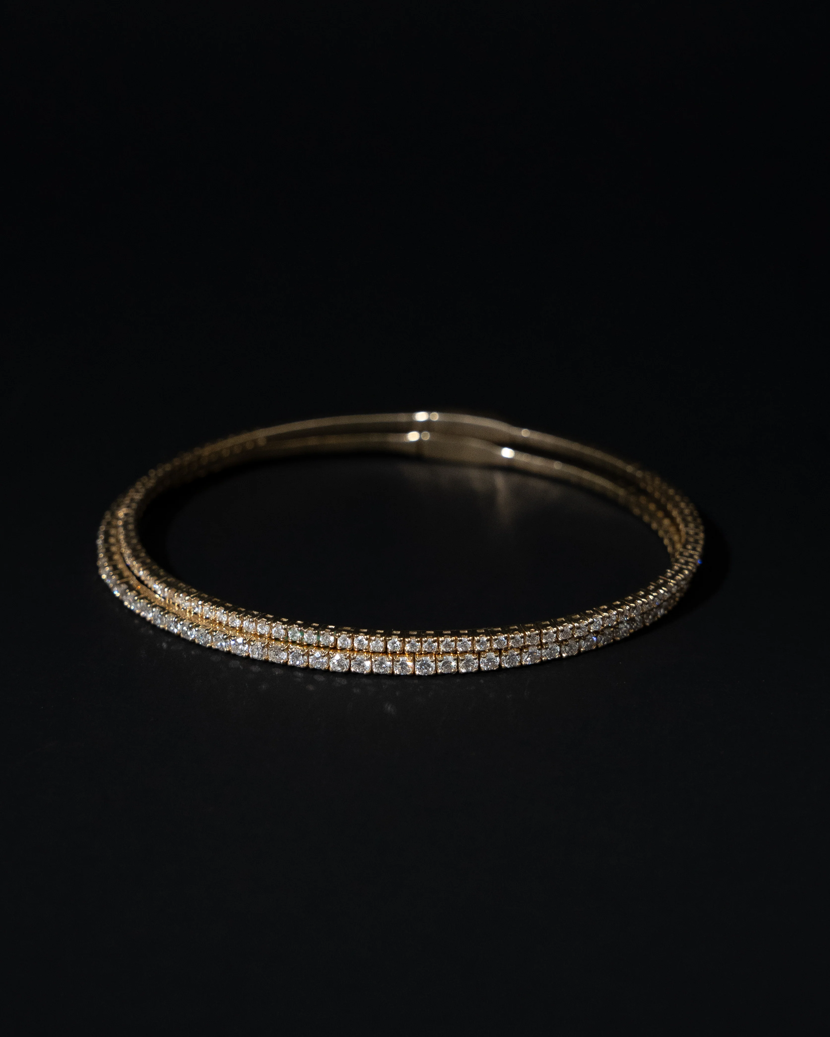 1.45mm Diamond Tennis Bangle 14K Yellow Gold - Image 7