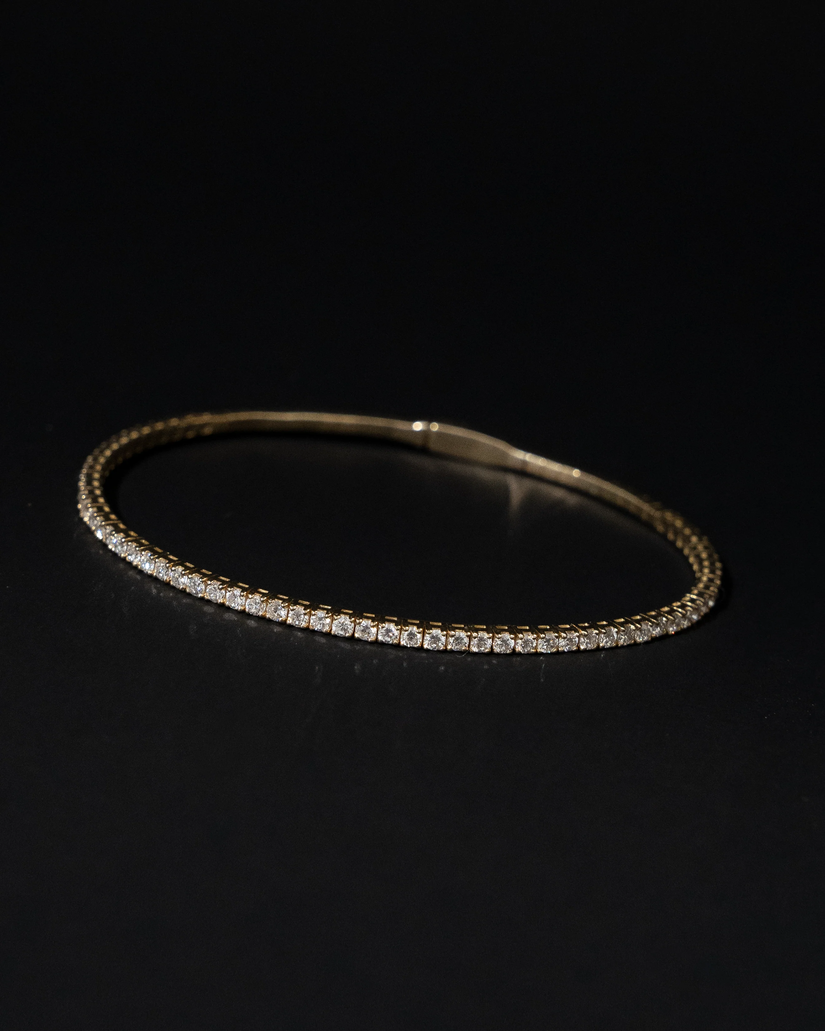 2mm Diamond Tennis Bangle 14K Yellow Gold - Image 5