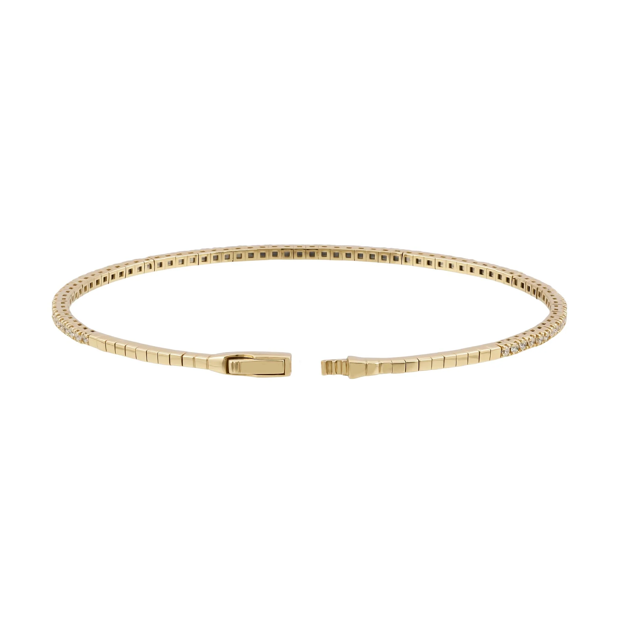 2mm Diamond Tennis Bangle 14K Yellow Gold - Image 9