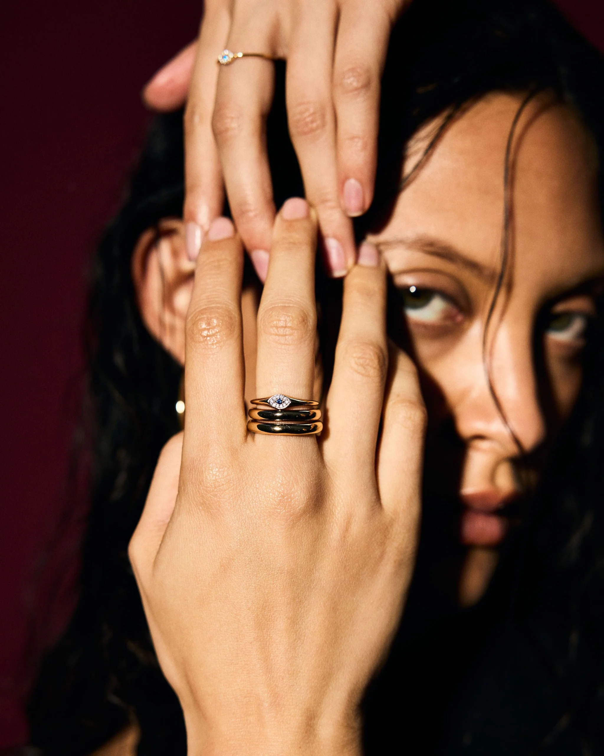 Evil Eye Signet Ring Lab Grown Diamond | 9k Solid Gold - Image 4