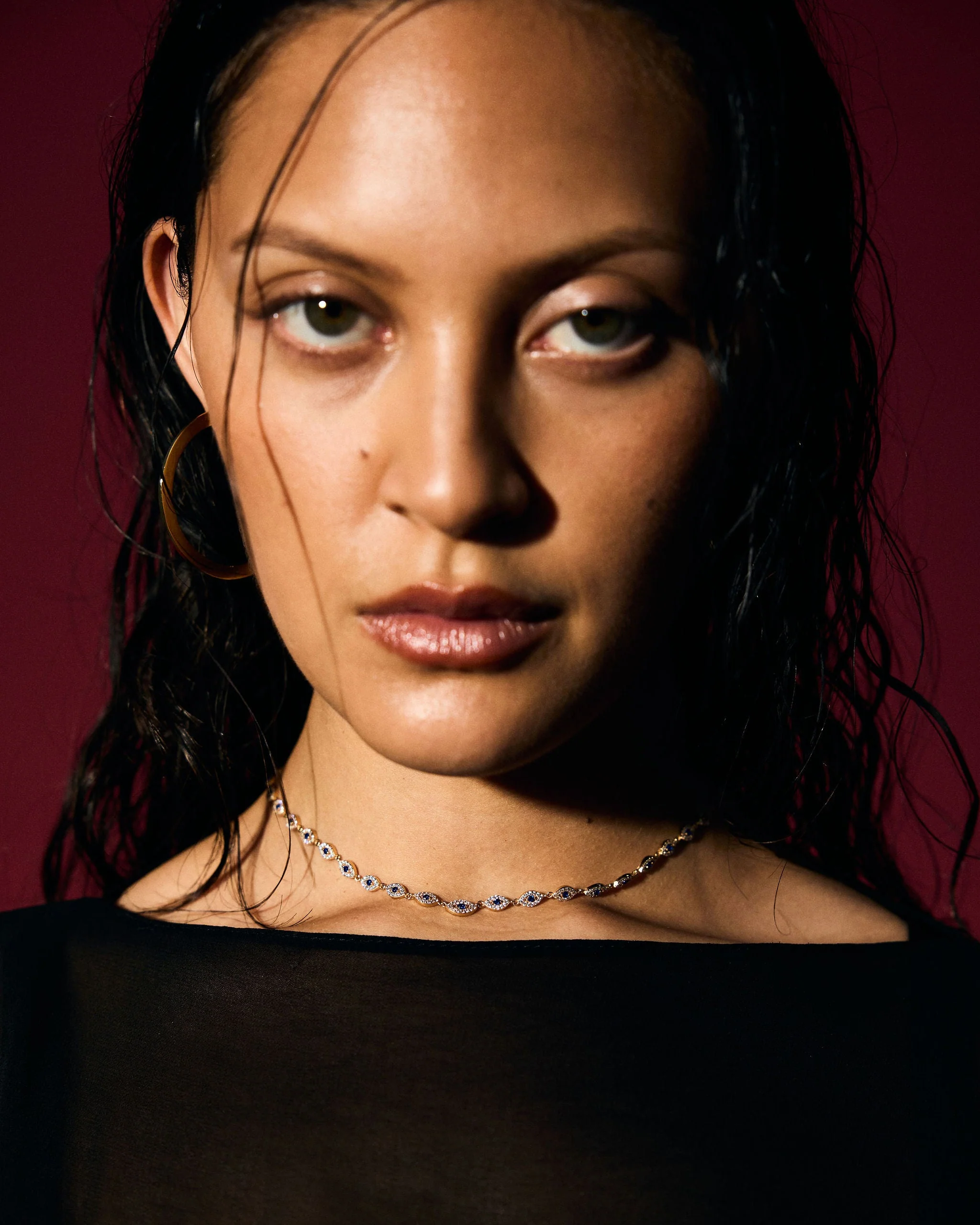 Evil Eye Tennis Necklace | Blue - Image 4