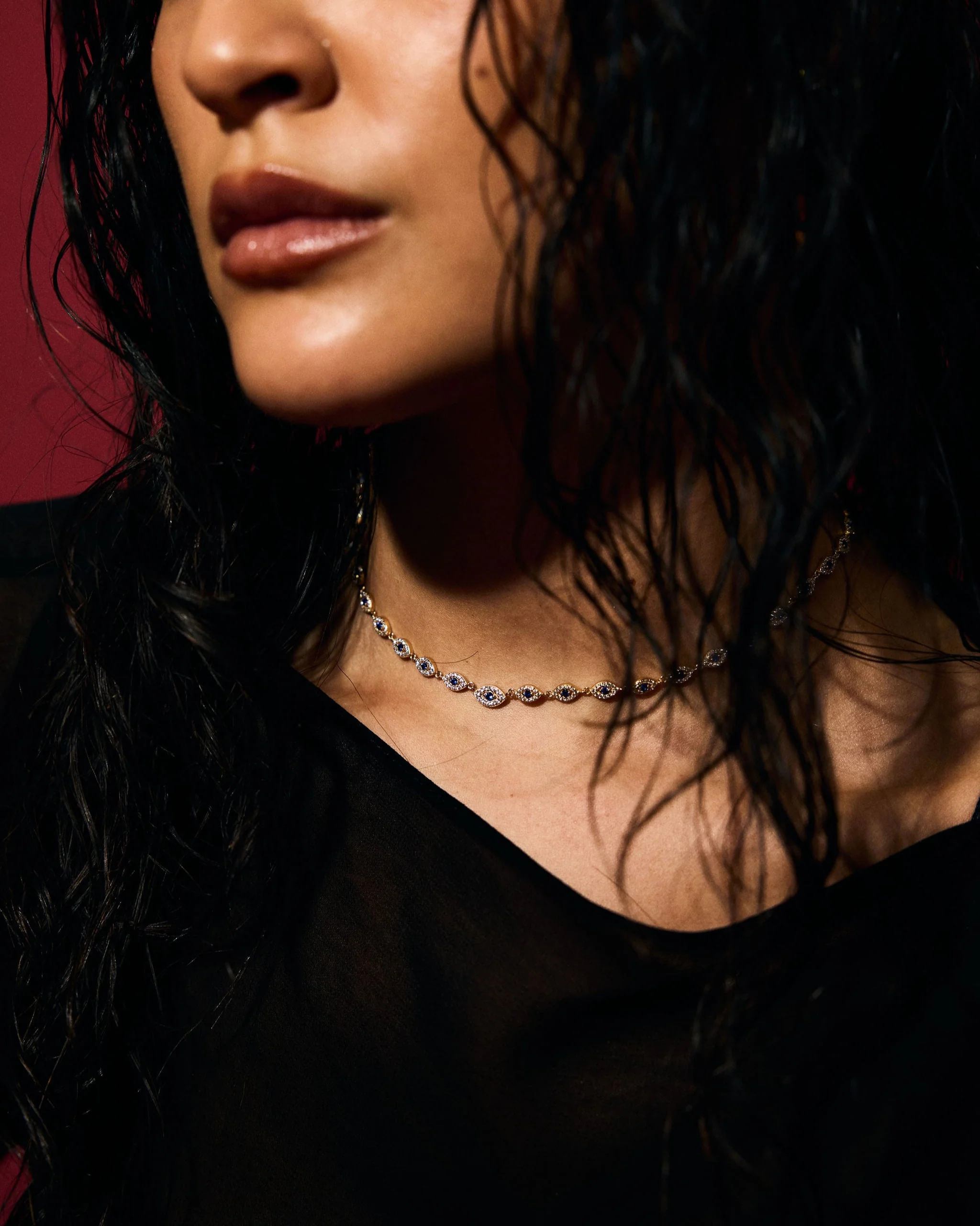 Evil Eye Tennis Necklace | Blue - Image 5