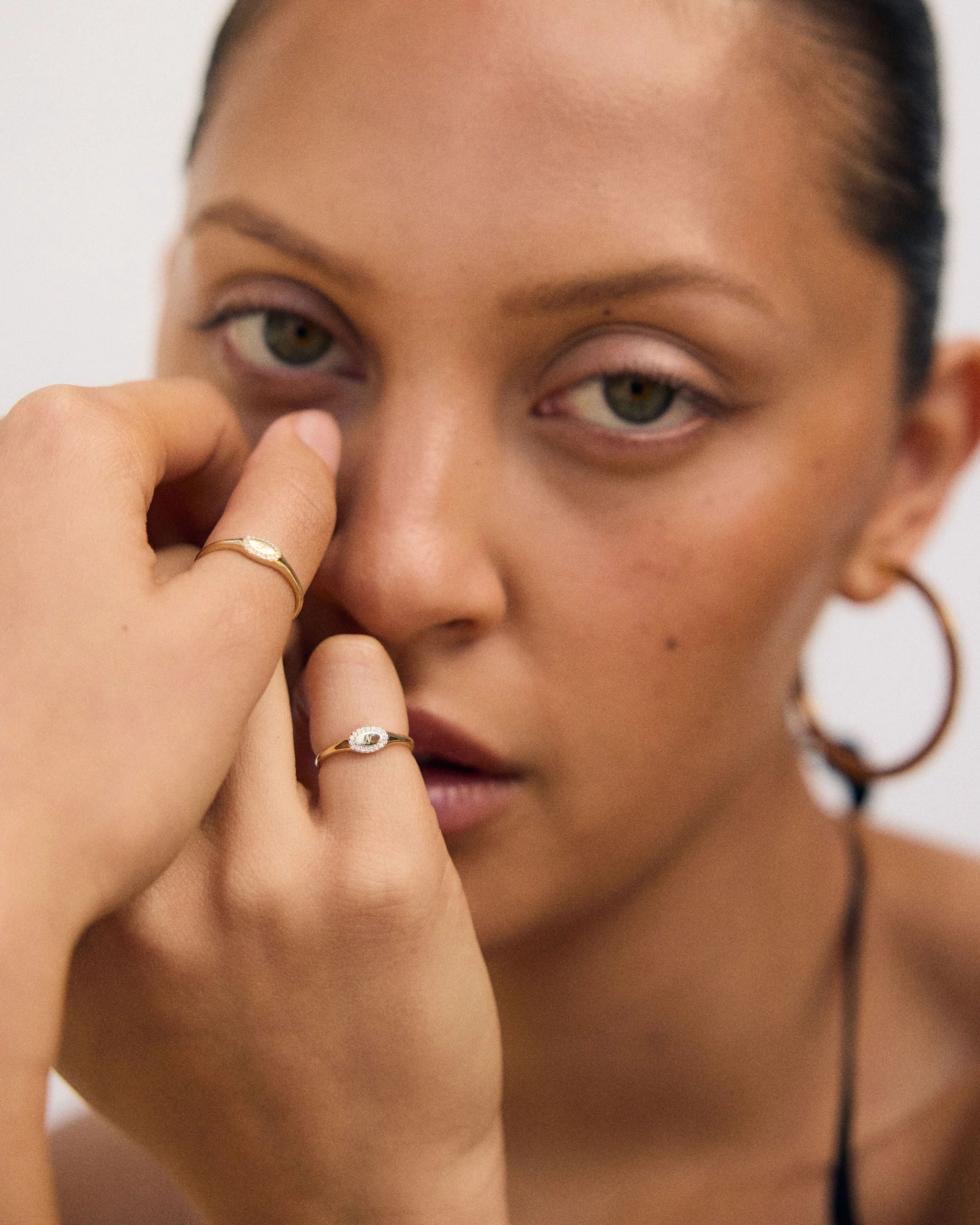 9k Solid Gold Pinky Lab-Grown Diamond Initial Signet Ring - Image 6