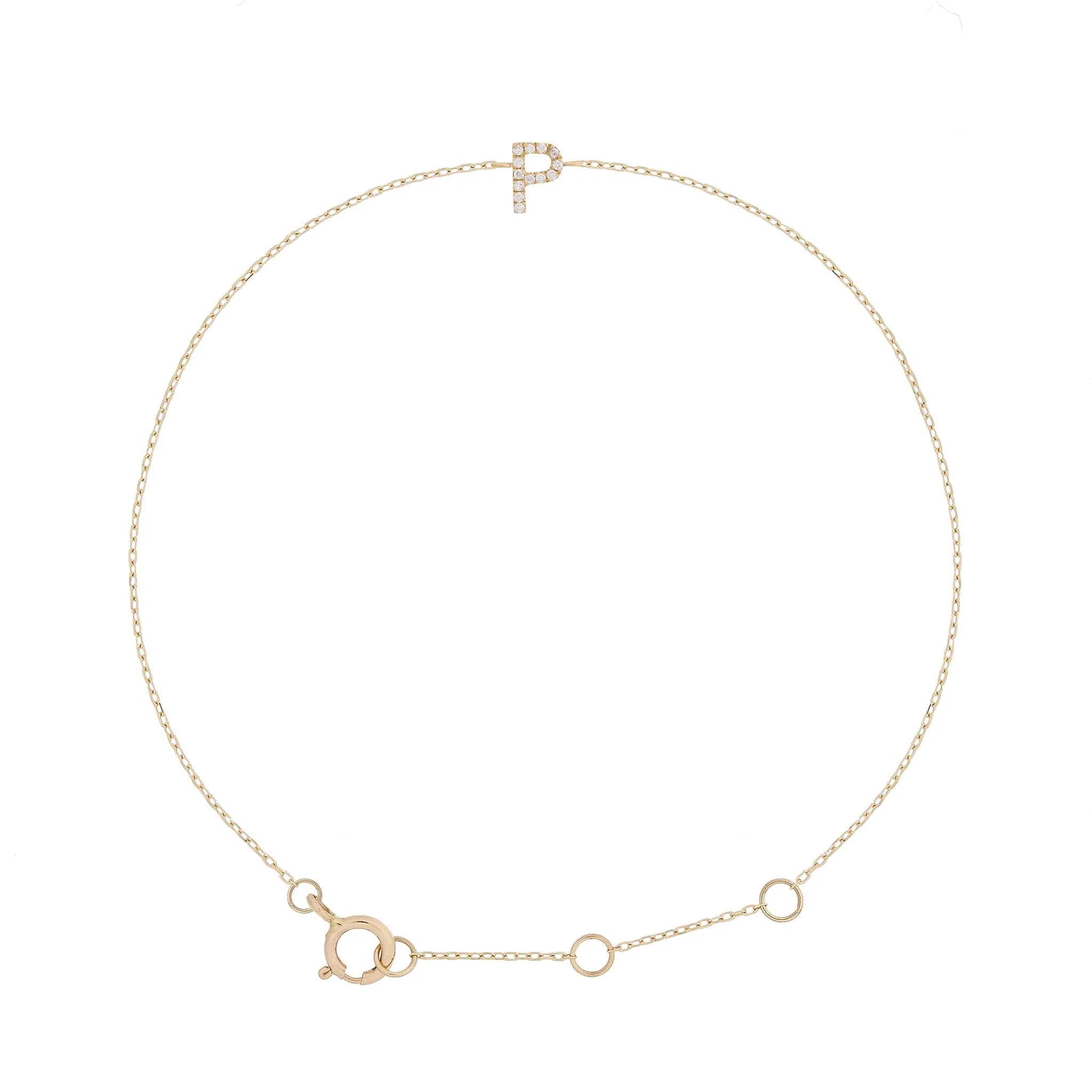 Pavé Initial Moissanite Bracelet | 9k Solid Gold - Image 23