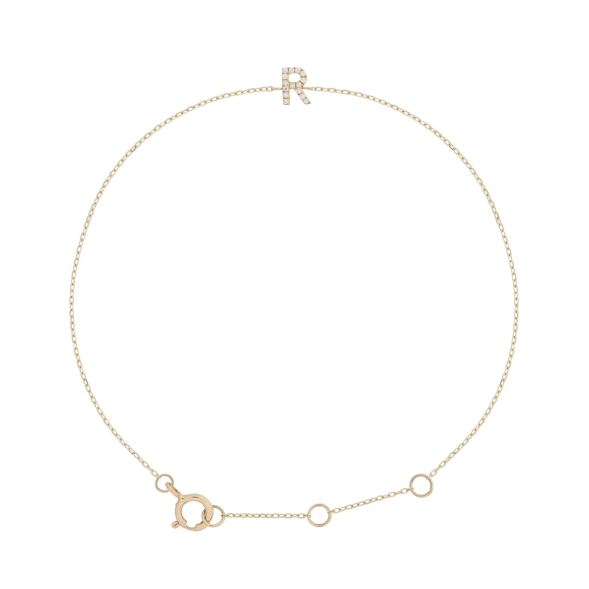 Pavé Initial Moissanite Bracelet | 9k Solid Gold - Image 25