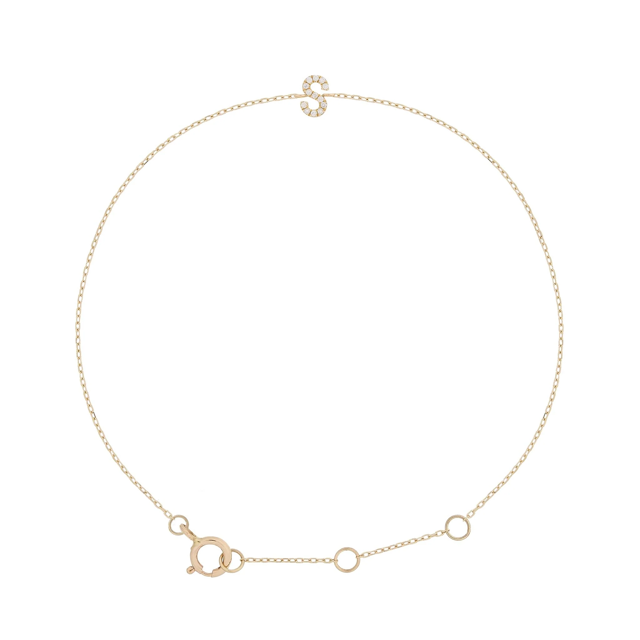Pavé Initial Moissanite Bracelet | 9k Solid Gold - Image 26