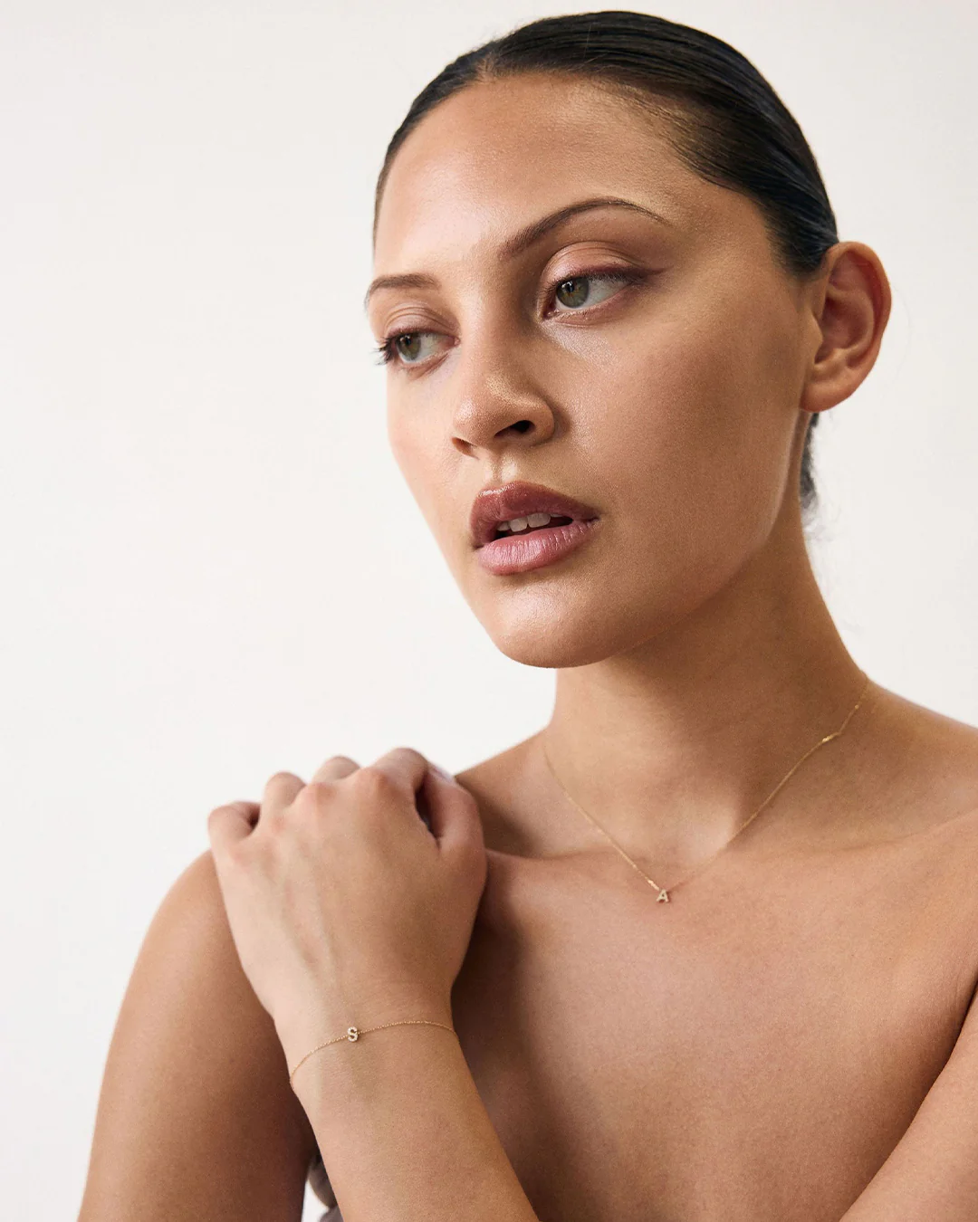 Pavé Initial Moissanite Bracelet | 9k Solid Gold - Image 3