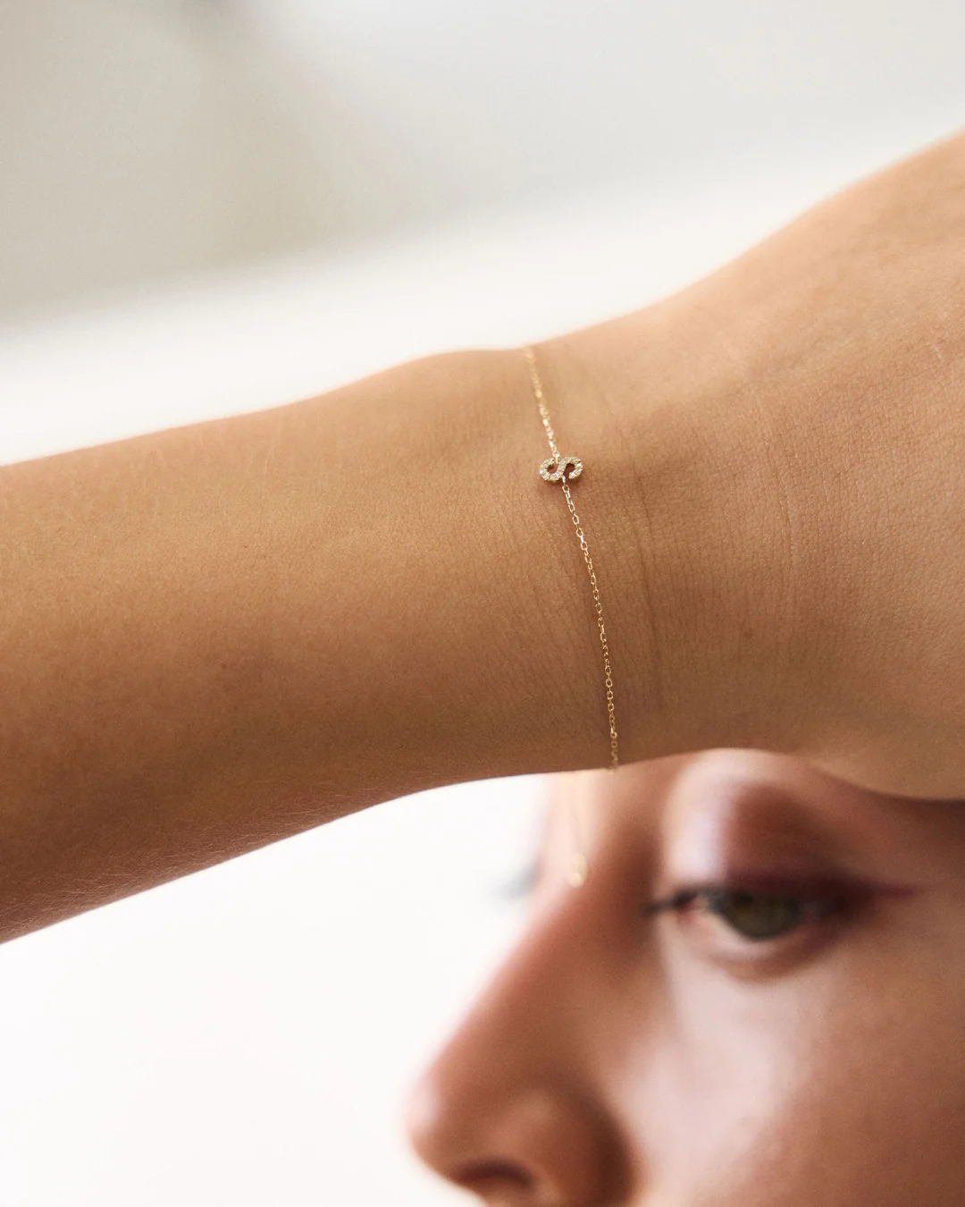 Pavé Initial Moissanite Bracelet | 9k Solid Gold - Image 7